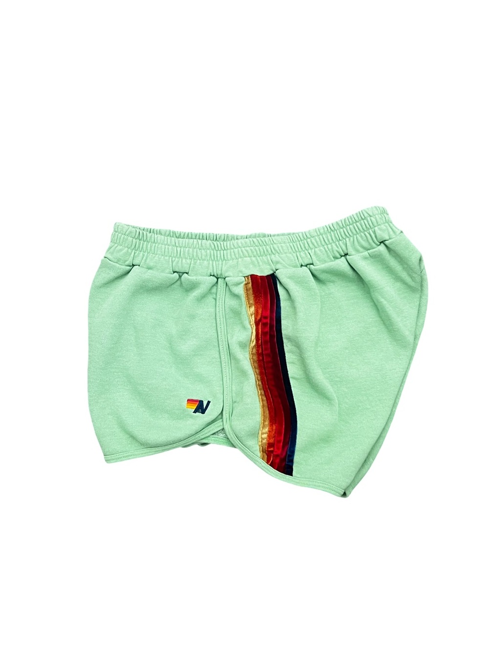 Aviator Nation Mint Green Shorts with Rainbow Side Stripe